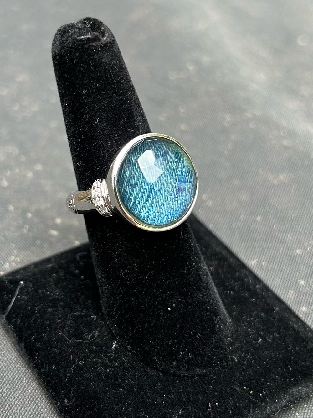 Ti Sento Milano denim stone sterling silver ring-size 7